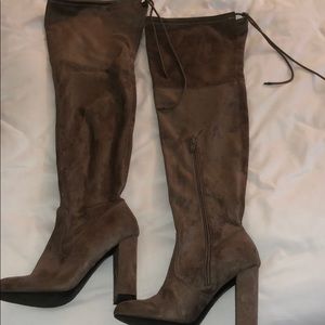 Suede Taupe Thigh Boots 7